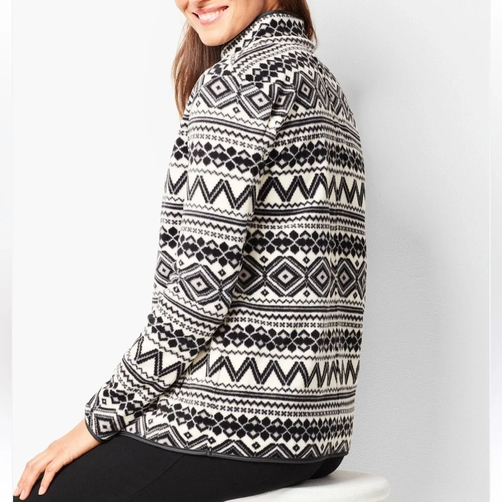 Talbots Geo Fair Isle Polar Fleece Jacket | Size Small | Excellent Condition